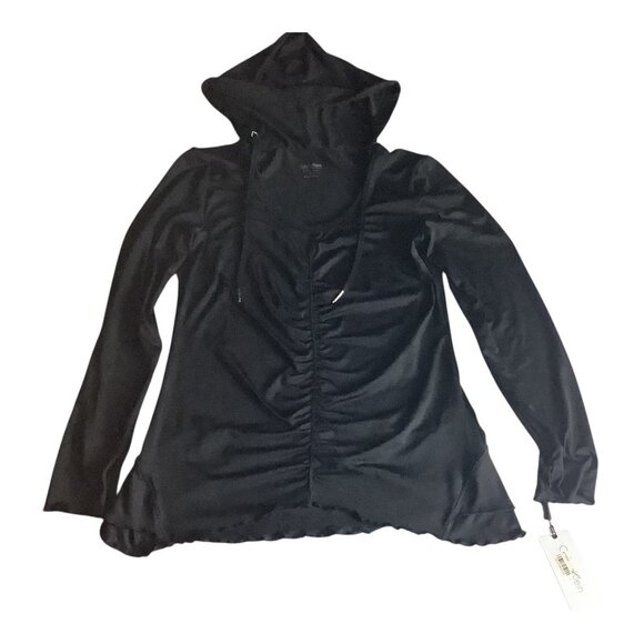 Calvin Klein Performance Quick Dry Womens Black Hooded Long Sleeve Ruched Top M - Picture 13 of 16